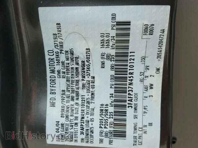 2005 FORD FOCUS - VIN: 3FAFP37N45R101211 - Фото 10