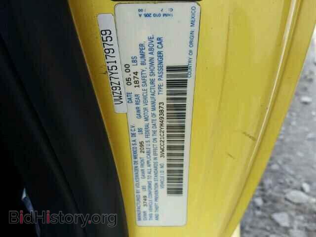 2000 VOLKSWAGEN BEETLE - VIN: 3VWCC21C2YM493873 - Фото 10