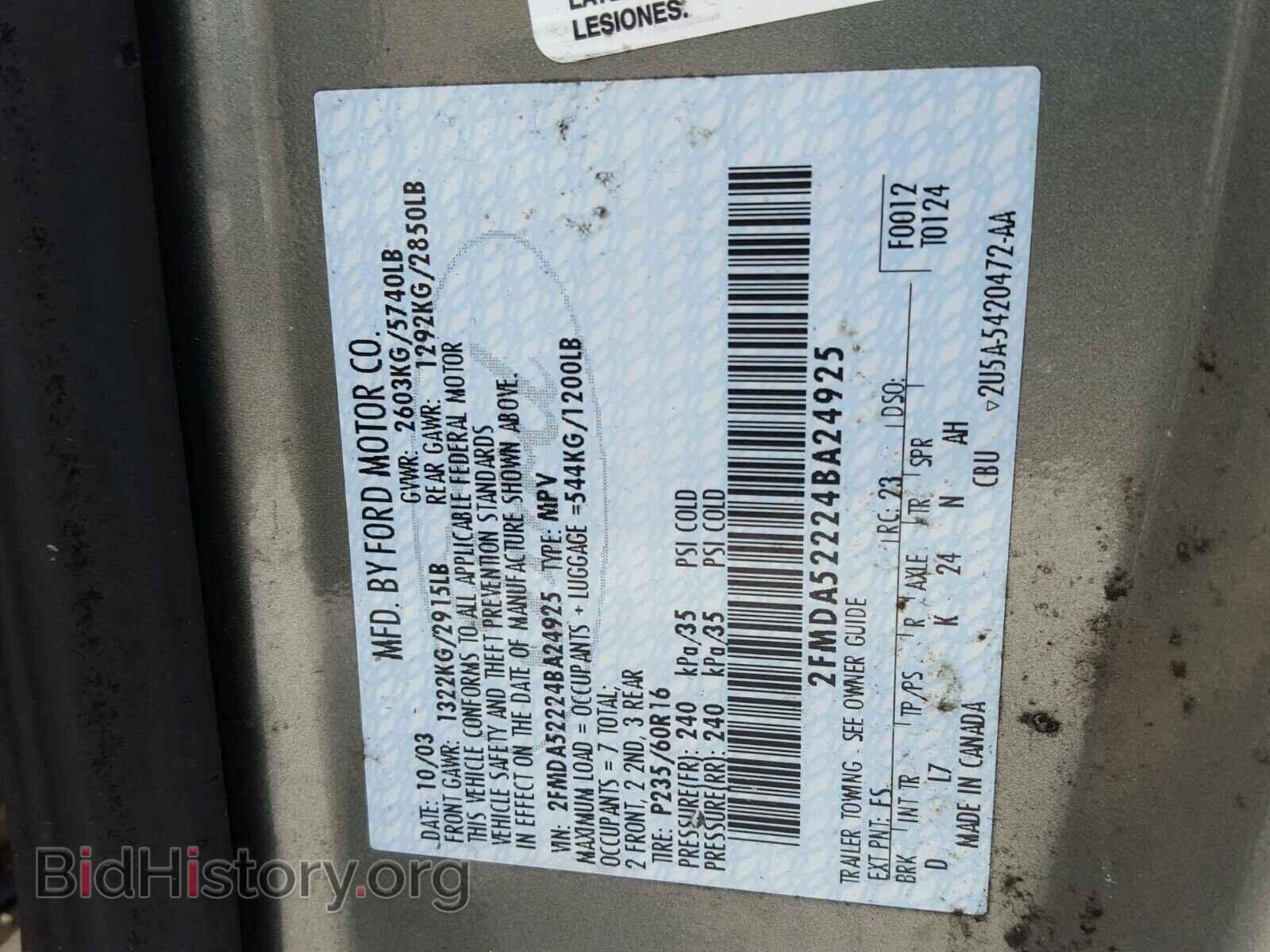 2004 FORD FREESTAR - VIN: 2FMDA52224BA24925 - Фото 10