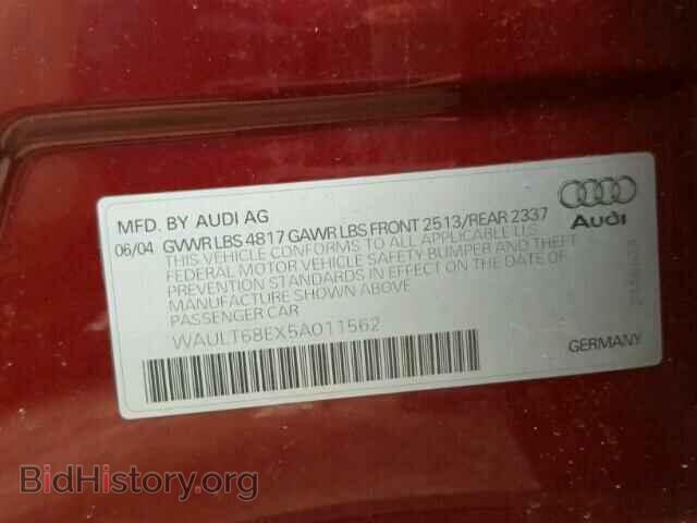 2005 AUDI A4 - VIN: WAULT68EX5A011562 - Фото 10