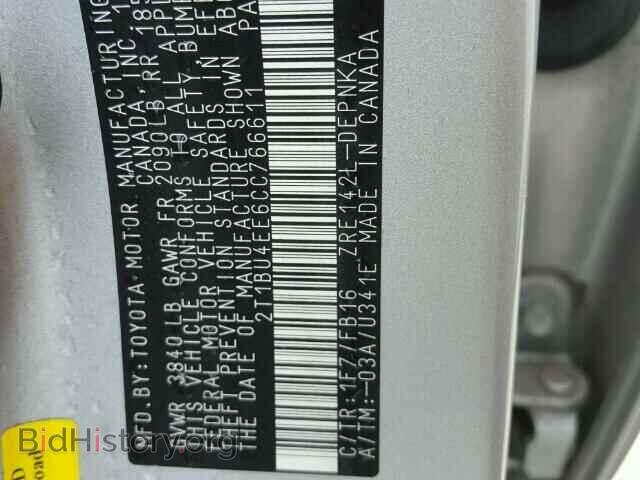 2012 TOYOTA COROLLA - VIN: 2T1BU4EE6CC766611 - Фото 10