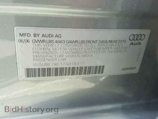 2007 AUDI A4 - VIN: WAUBF78E17A018377 - Фото 10