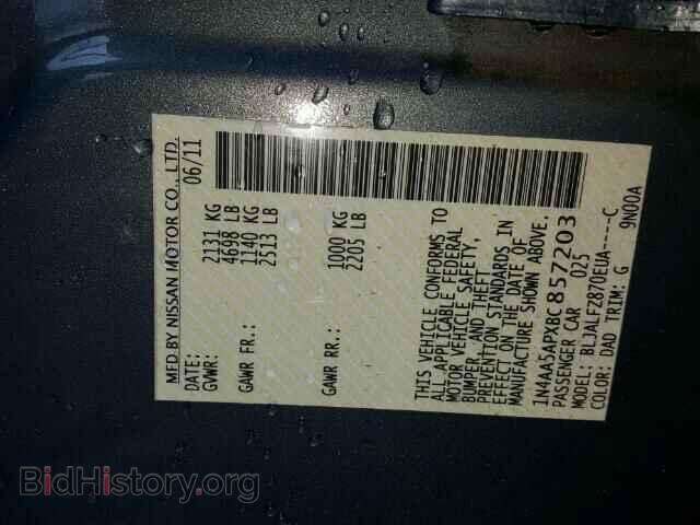 2011 NISSAN MAXIMA - VIN: 1N4AA5APXBC857203 - Фото 10