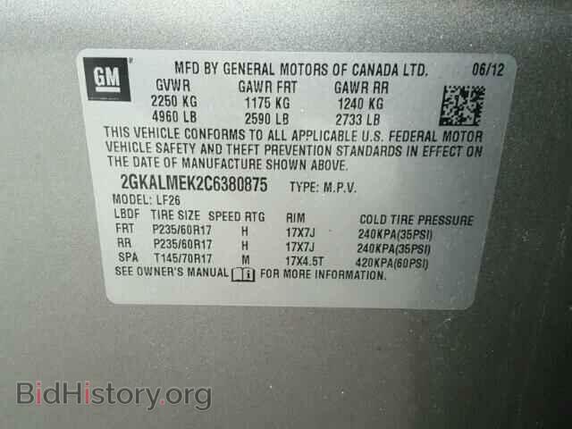 2012 GMC TERRAIN - VIN: 2GKALMEK2C6380875 - Photo 10