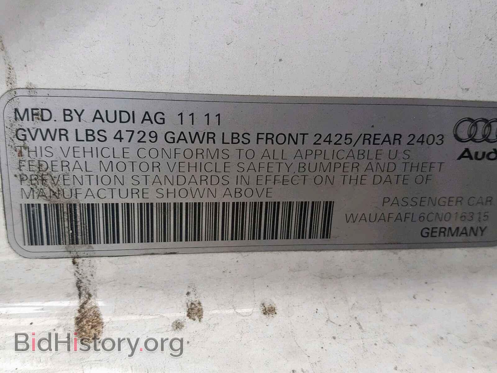 2012 AUDI A4 - VIN: WAUAFAFL6CN016315 - Фото 10