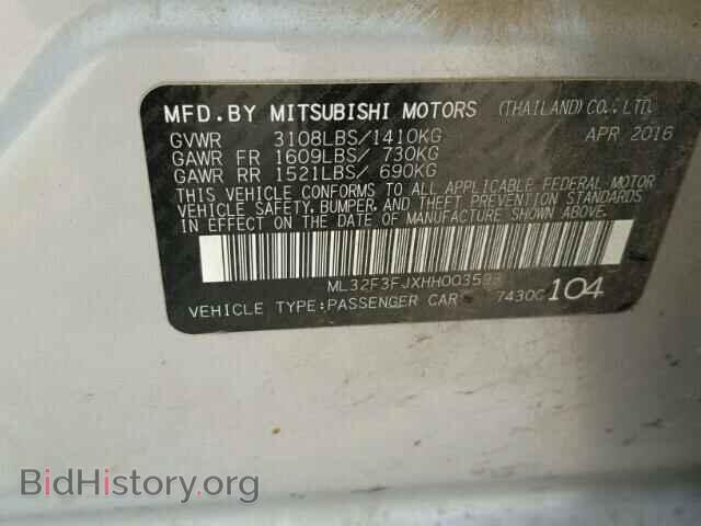 2017 MITSUBISHI MIRAGE - VIN: ML32F3FJXHH003593 - Фото 10