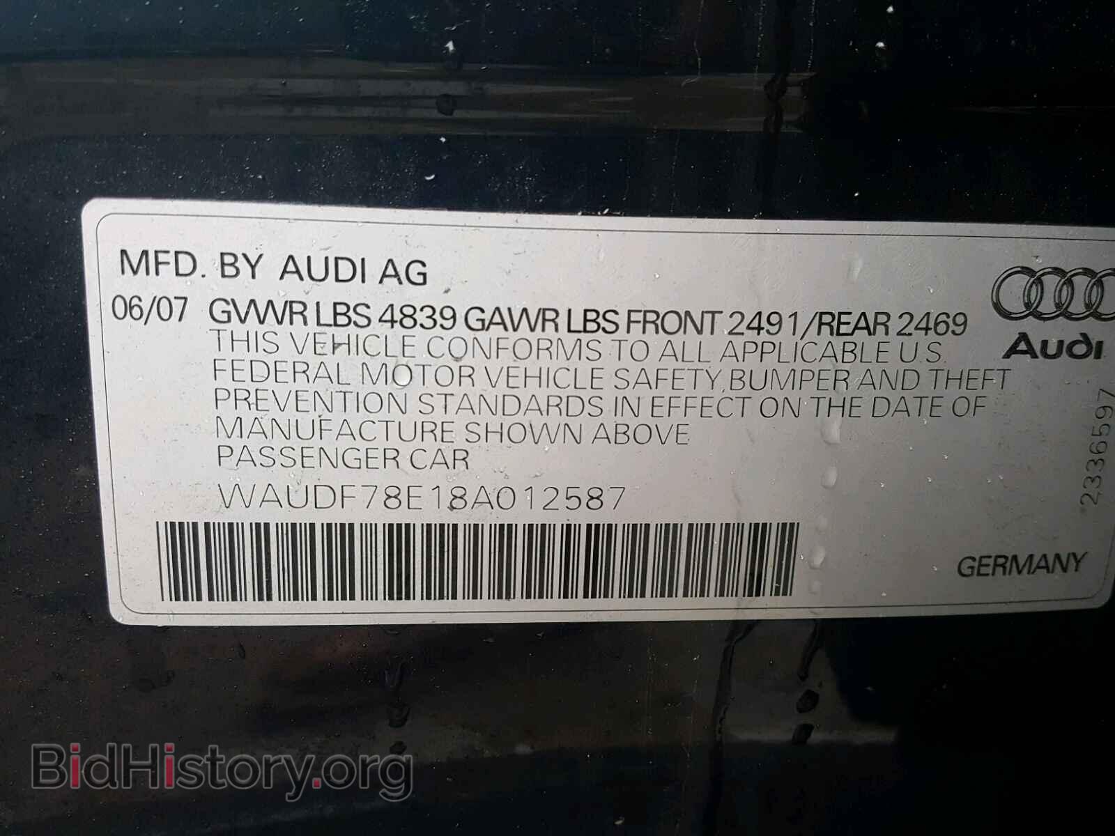 2008 AUDI A4 - VIN: WAUDF78E18A012587 - Фото 10