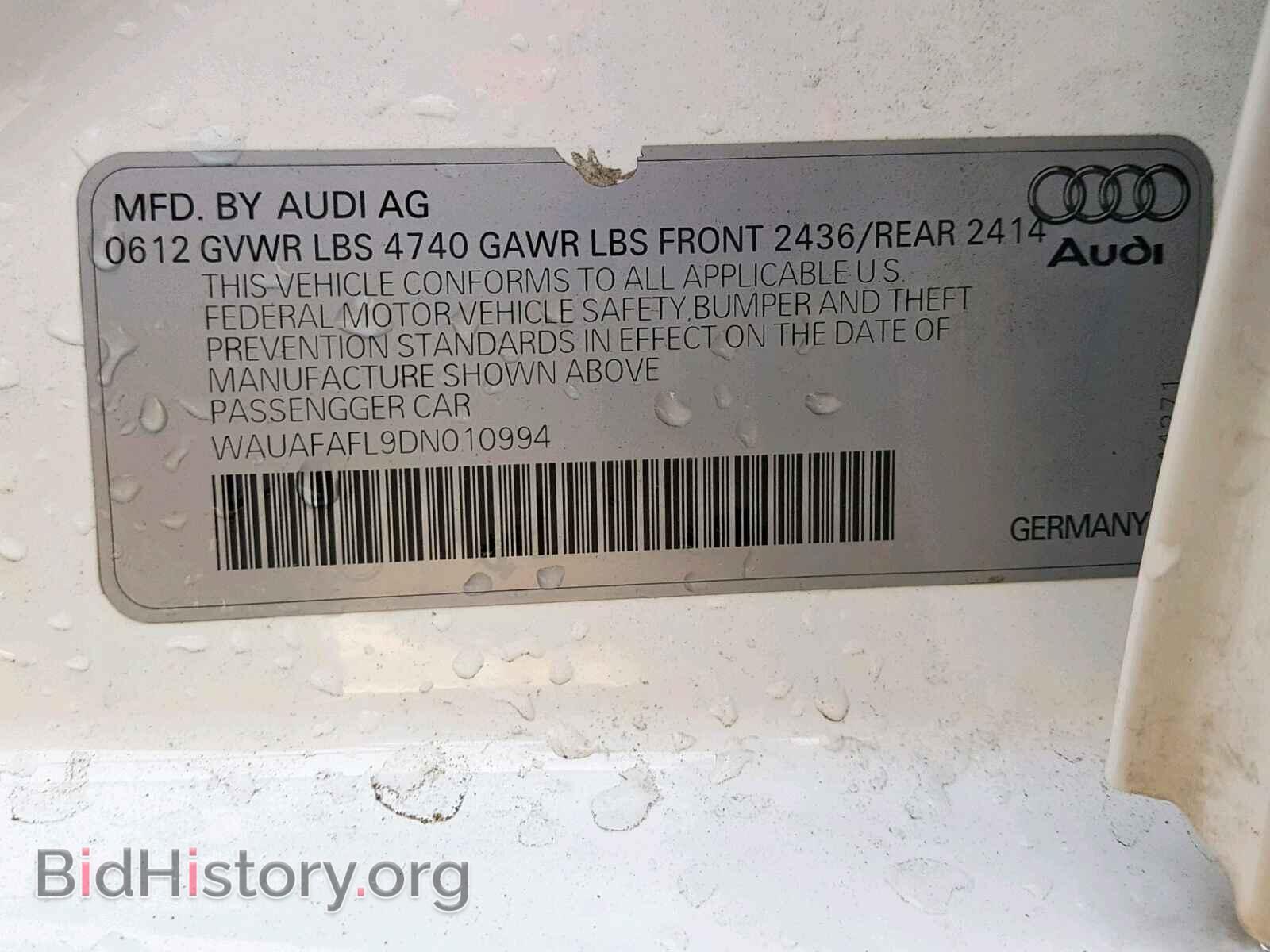 2013 AUDI A4 - VIN: WAUAFAFL9DN010994 - Фото 10