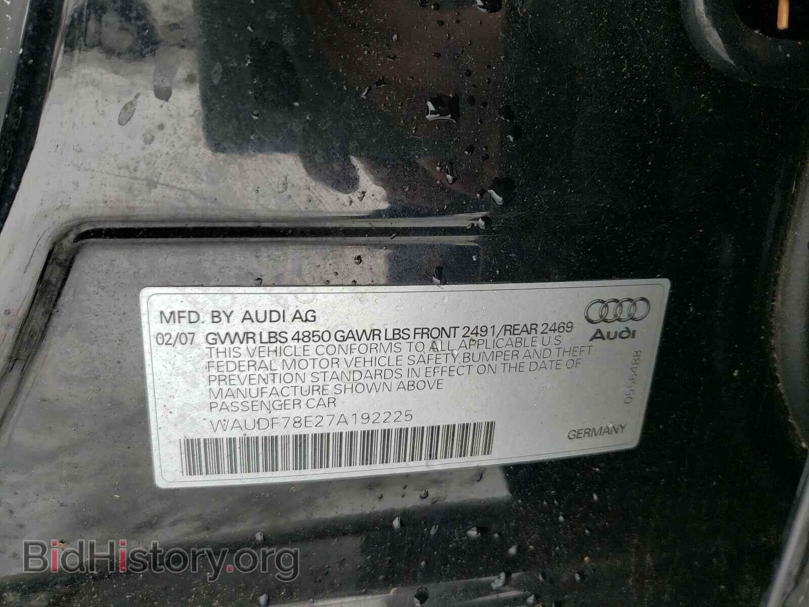 2007 AUDI A4 - VIN: WAUDF78E27A192225 - Фото 10
