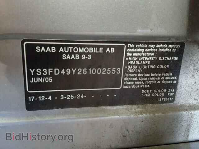 2006 SAAB 9 3 - VIN: YS3FD49Y261002553 - Photo 10