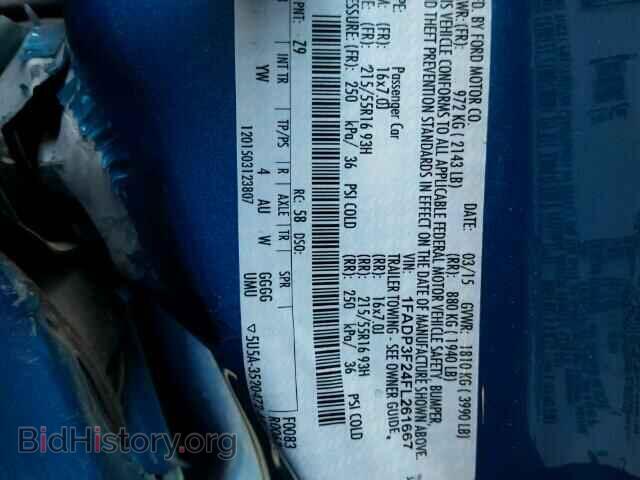 2015 FORD FOCUS - VIN: 1FADP3F24FL261667 - Фото 10