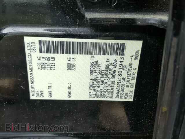2011 NISSAN MAXIMA - VIN: 1N4AA5AP1BC801943 - Фото 10