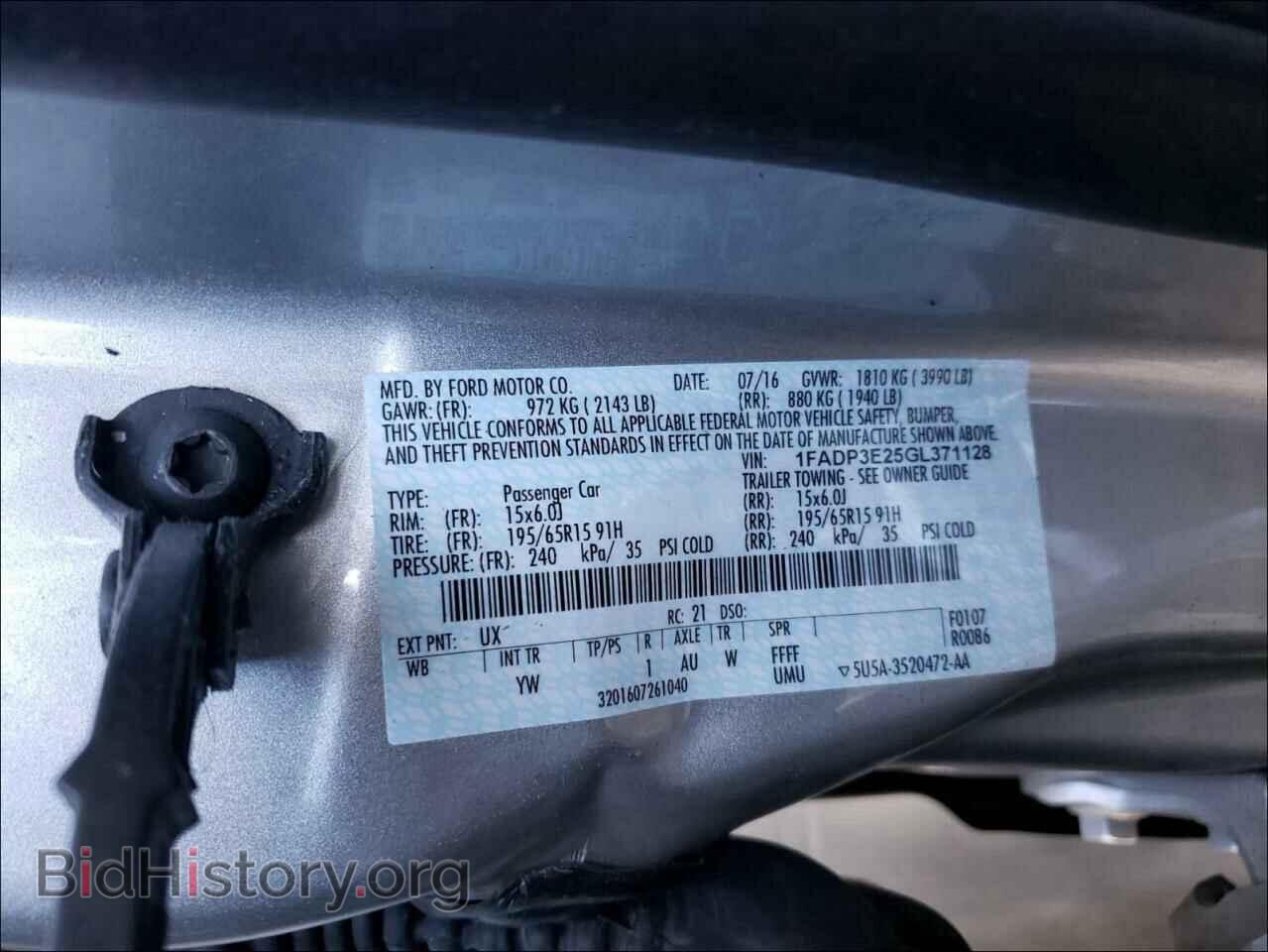 2016 FORD FOCUS - VIN: 1FADP3E25GL371128 - Фото 10