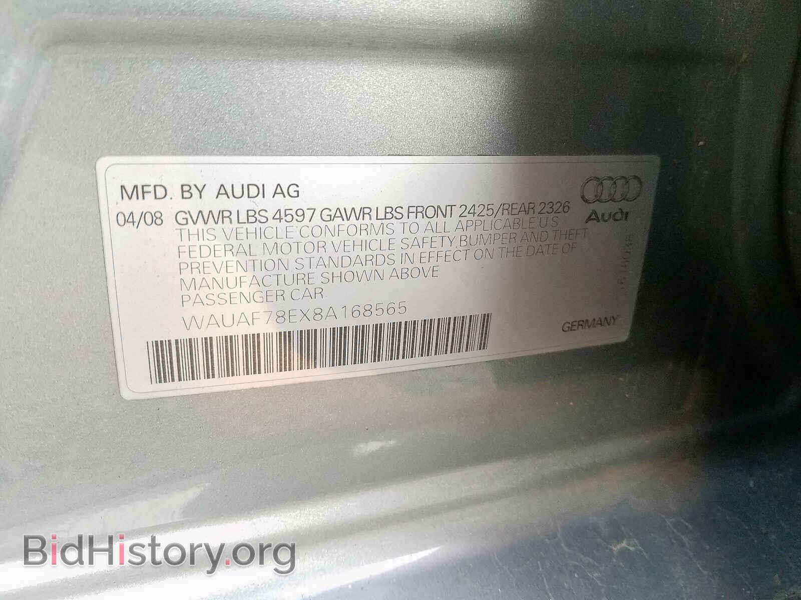2008 AUDI A4 - VIN: WAUAF78EX8A168565 - Фото 10