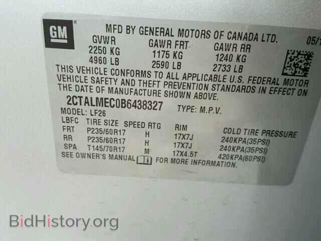 2011 GMC TERRAIN - VIN: 2CTALMEC0B6438327 - Фото 10