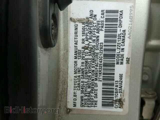 2003 TOYOTA COROLLA - VIN: 2T1KR32E43C122623 - Фото 10