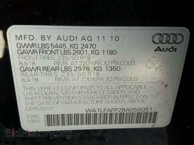 2011 AUDI Q5 - VIN: WA1LFAFP2BA056051 - Фото 10