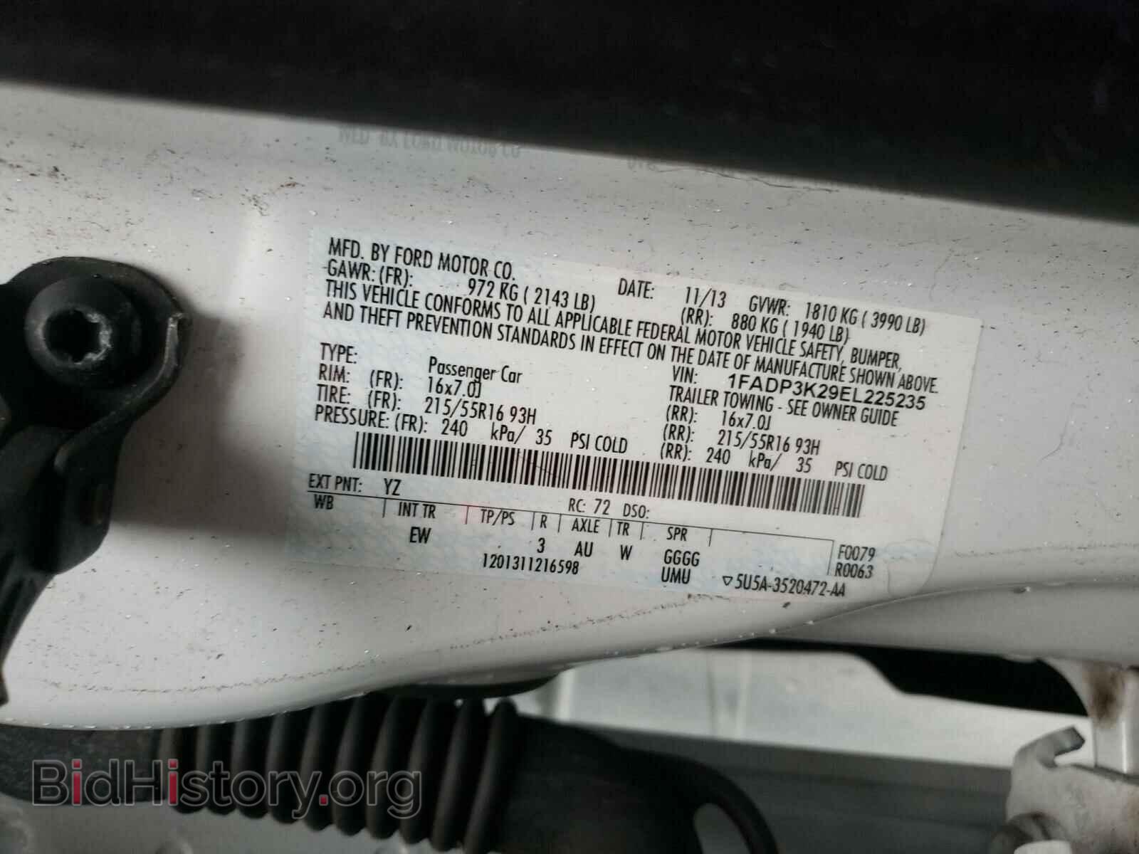 2014 FORD FOCUS - VIN: 1FADP3K29EL225235 - Фото 10
