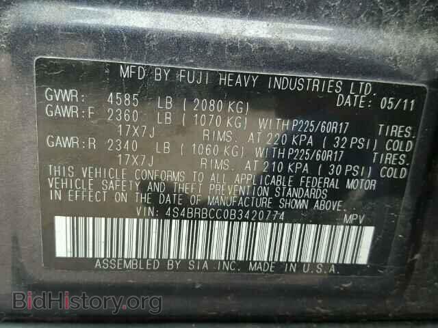 2011 SUBARU OUTBACK - VIN: 4S4BRBCC0B3420774 - Фото 10