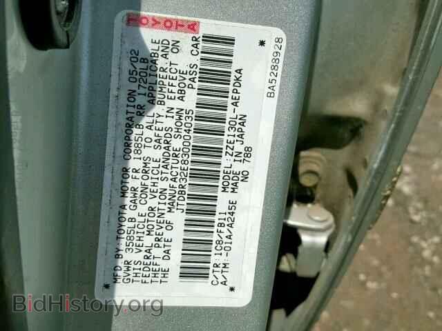 2003 TOYOTA COROLLA - VIN: JTDBR32E830004035 - Фото 10