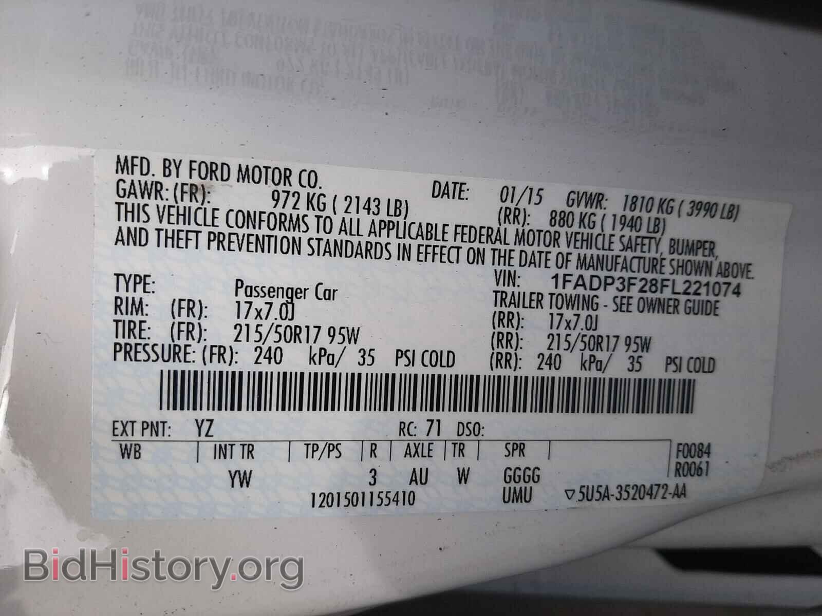 2015 FORD FOCUS - VIN: 1FADP3F28FL221074 - Фото 10