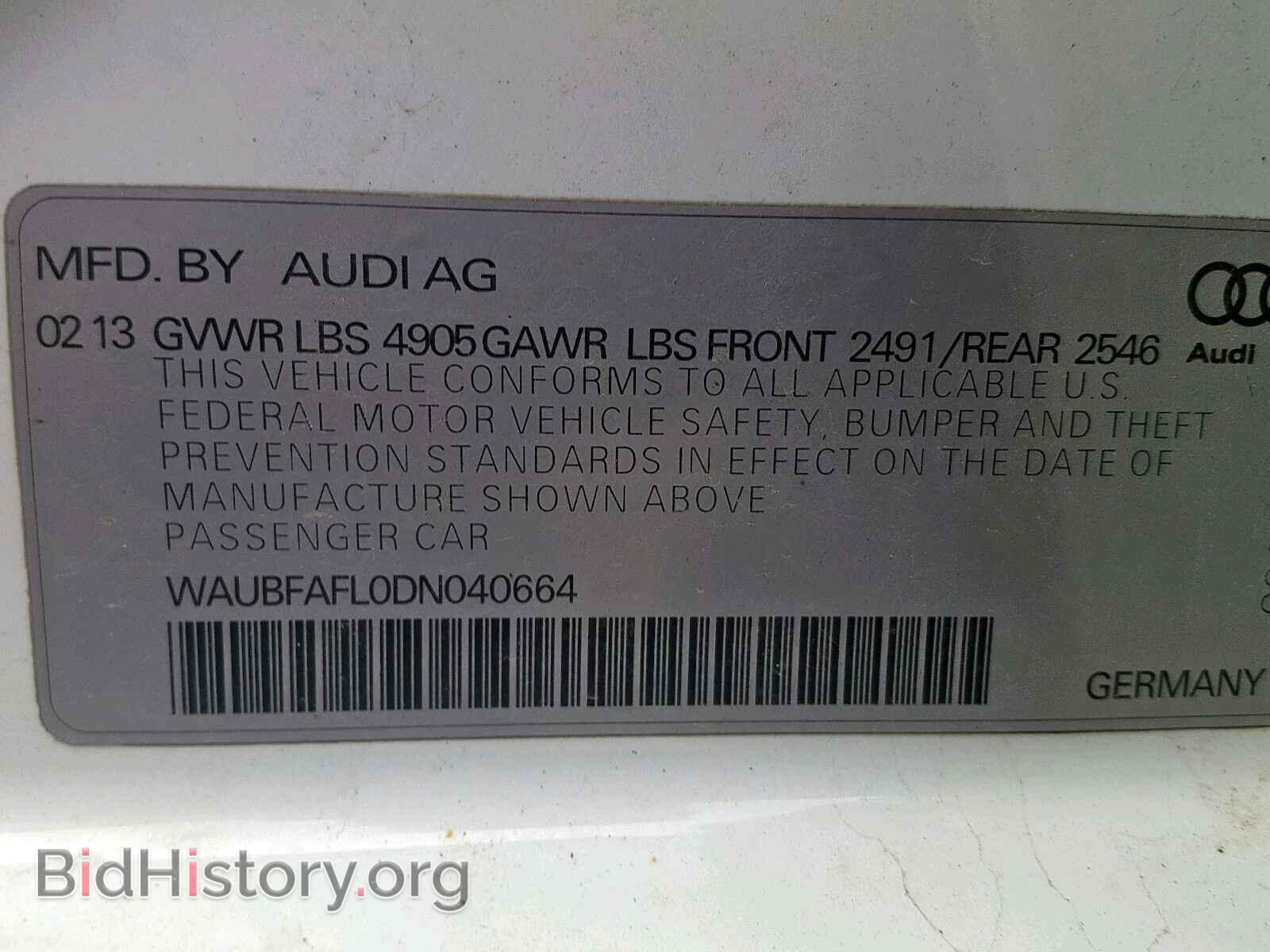 2013 AUDI A4 - VIN: WAUBFAFL0DN040664 - Фото 10