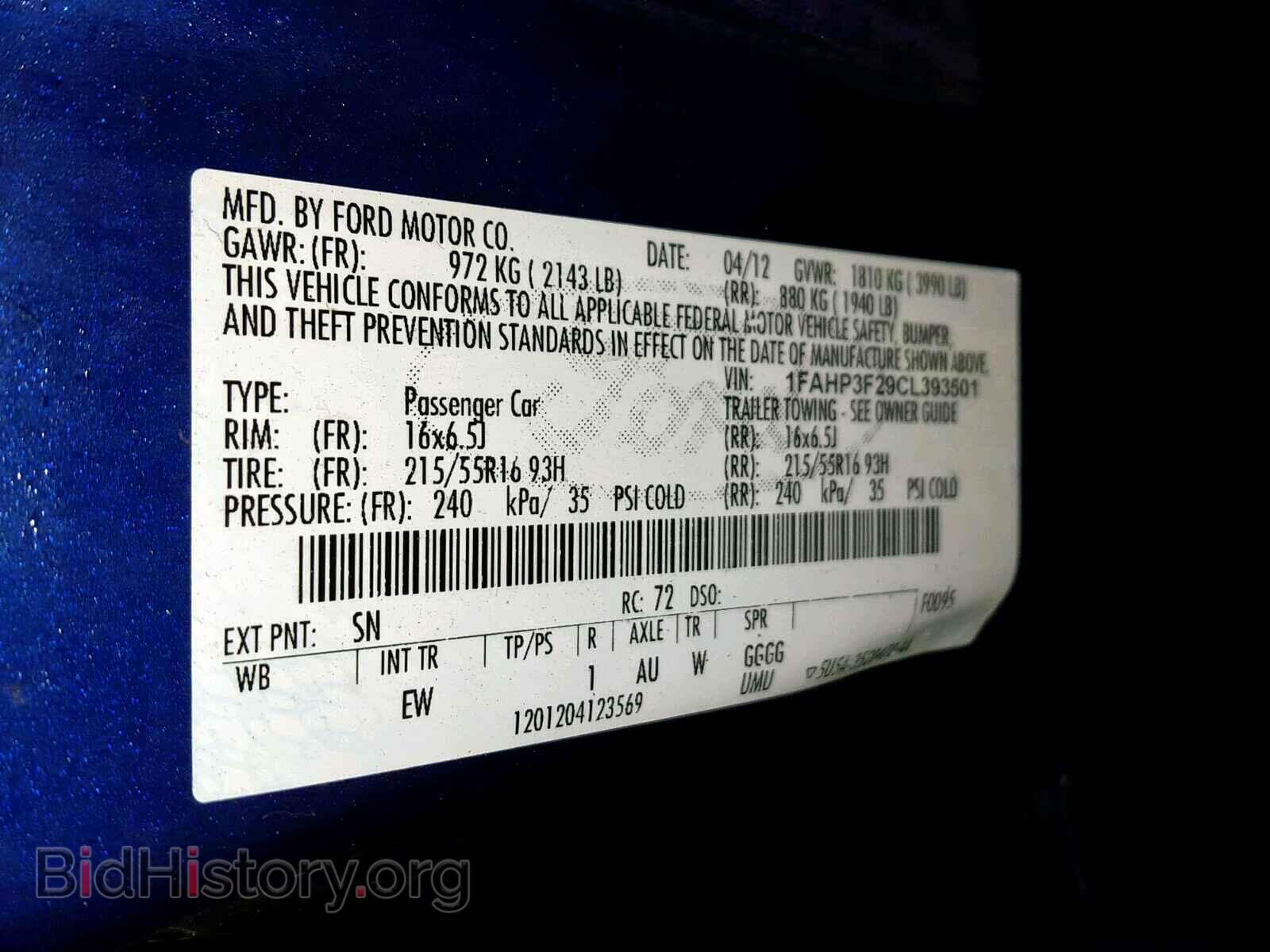 2012 FORD FOCUS SE - VIN: 1FAHP3F29CL393501 - Фото 10