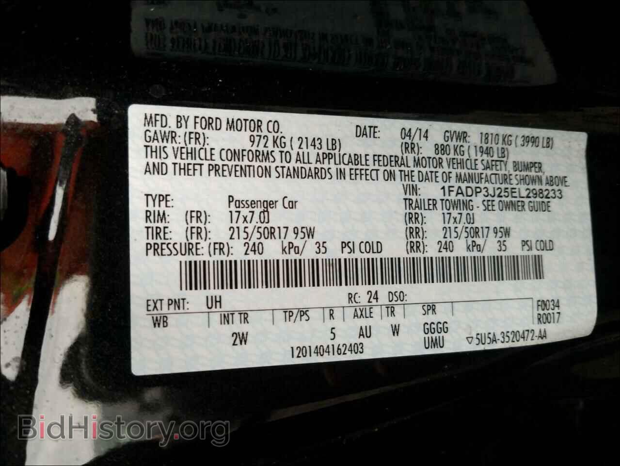 2014 FORD FOCUS - VIN: 1FADP3J25EL298233 - Фото 10