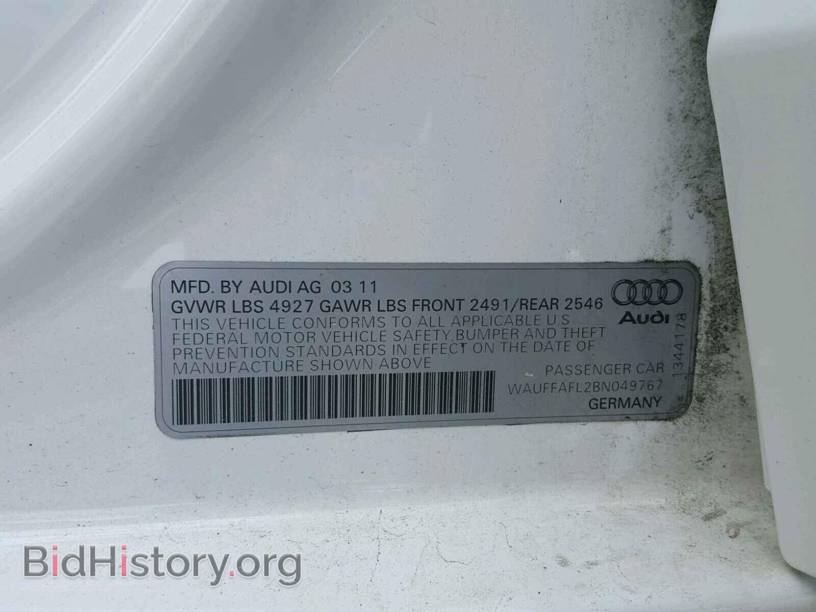 2011 AUDI A4 - VIN: WAUFFAFL2BN049767 - Фото 10