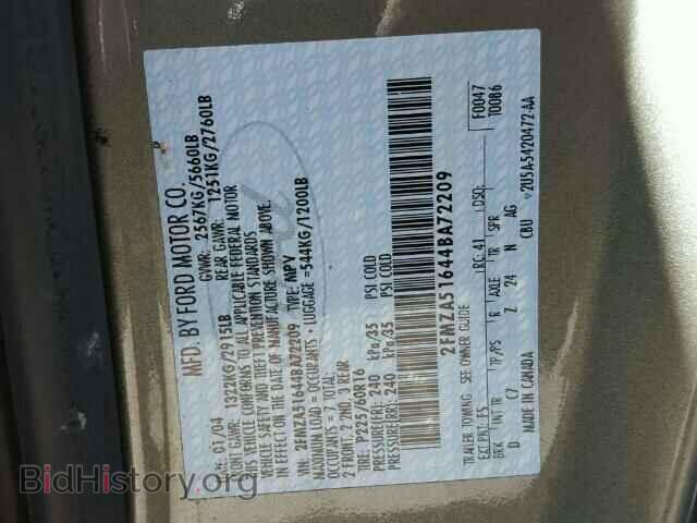 2004 FORD FREESTAR - VIN: 2FMZA51644BA72209 - Фото 10