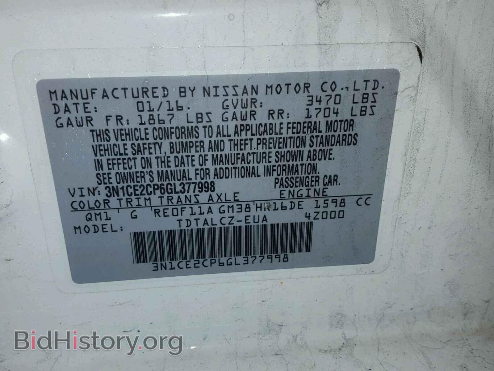 2016 NISSAN VERSA - VIN: 3N1CE2CP6GL377998 - Photo 10