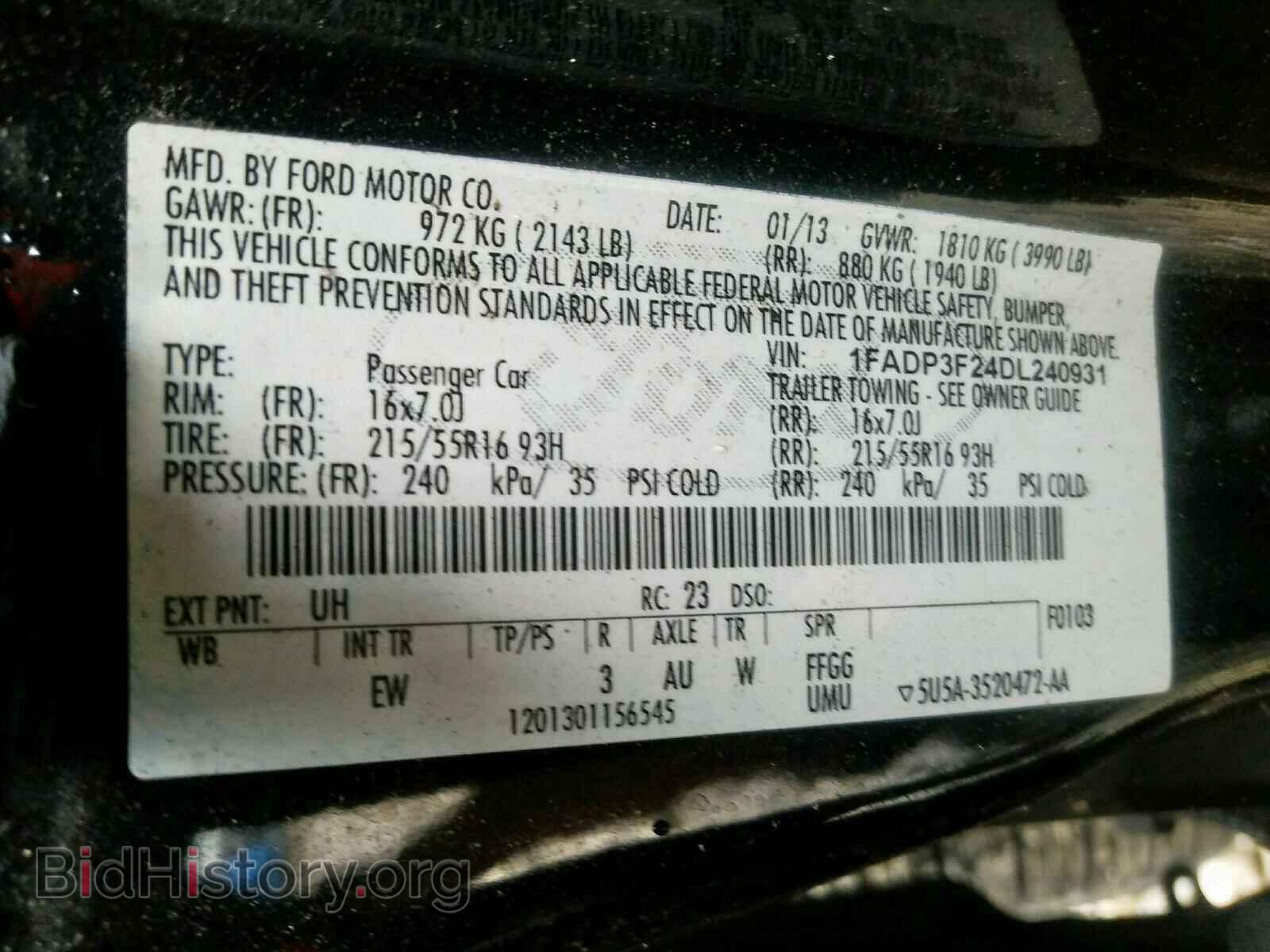 2013 FORD FOCUS - VIN: 1FADP3F24DL240931 - Фото 10