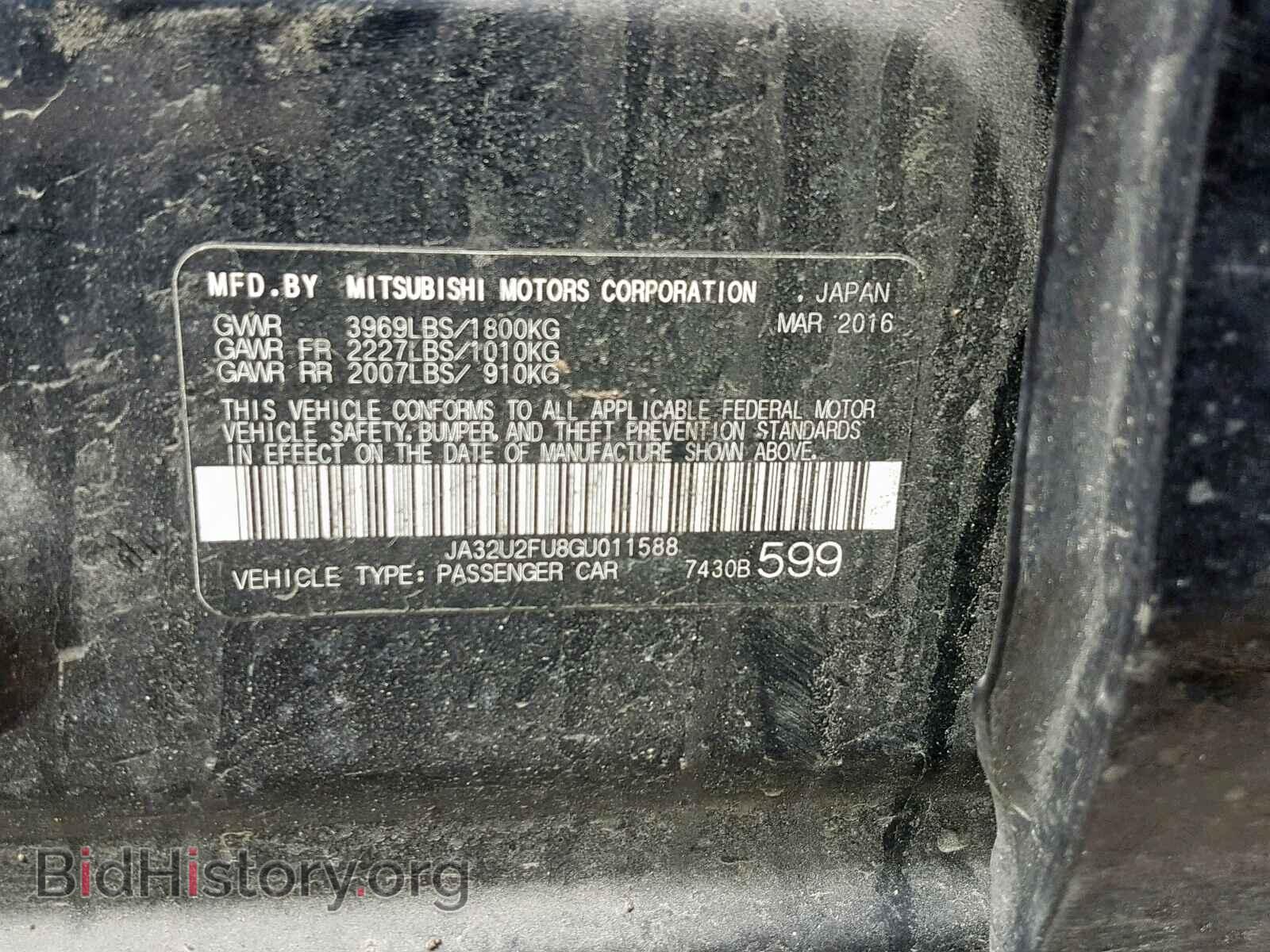 2016 MITSUBISHI LANCER - VIN: JA32U2FU8GU011588 - Фото 10
