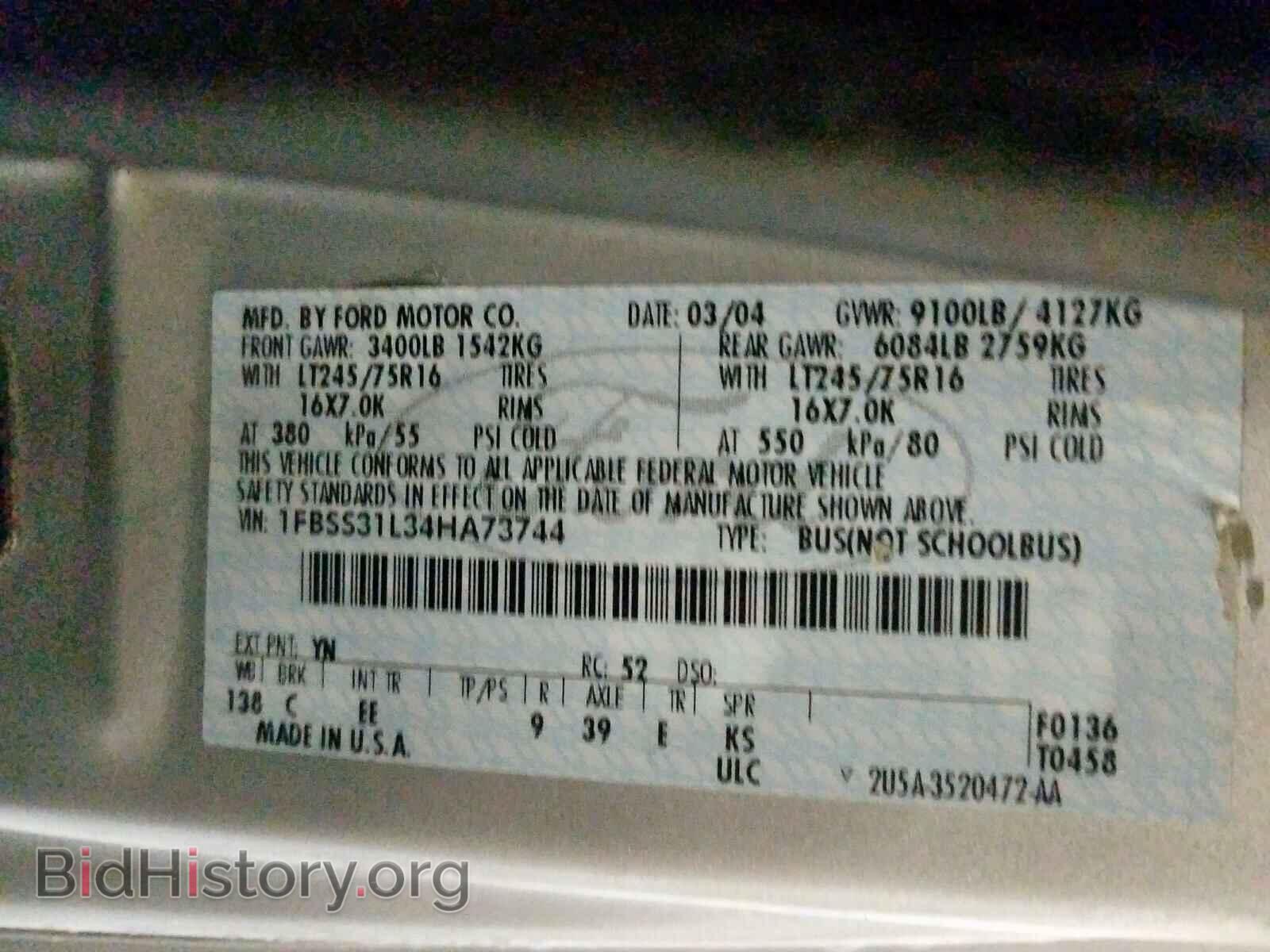 2004 FORD ECONOLINE - VIN: 1FBSS31L34HA73744 - Photo 10