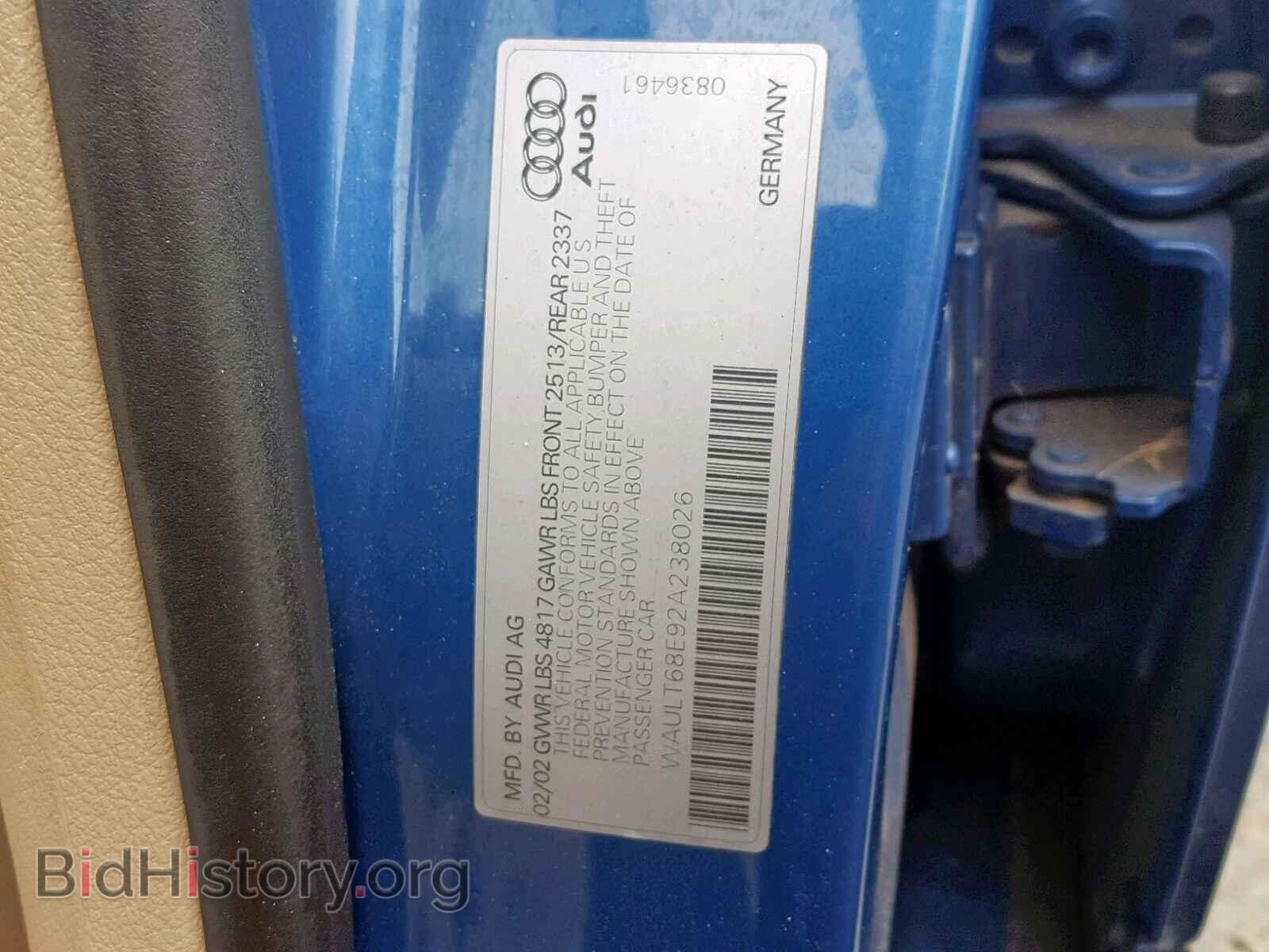 2002 AUDI A4 - VIN: WAULT68E92A238026 - Фото 8