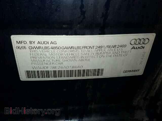 2006 AUDI A4 - VIN: WAUDF78E26A018640 - Фото 10