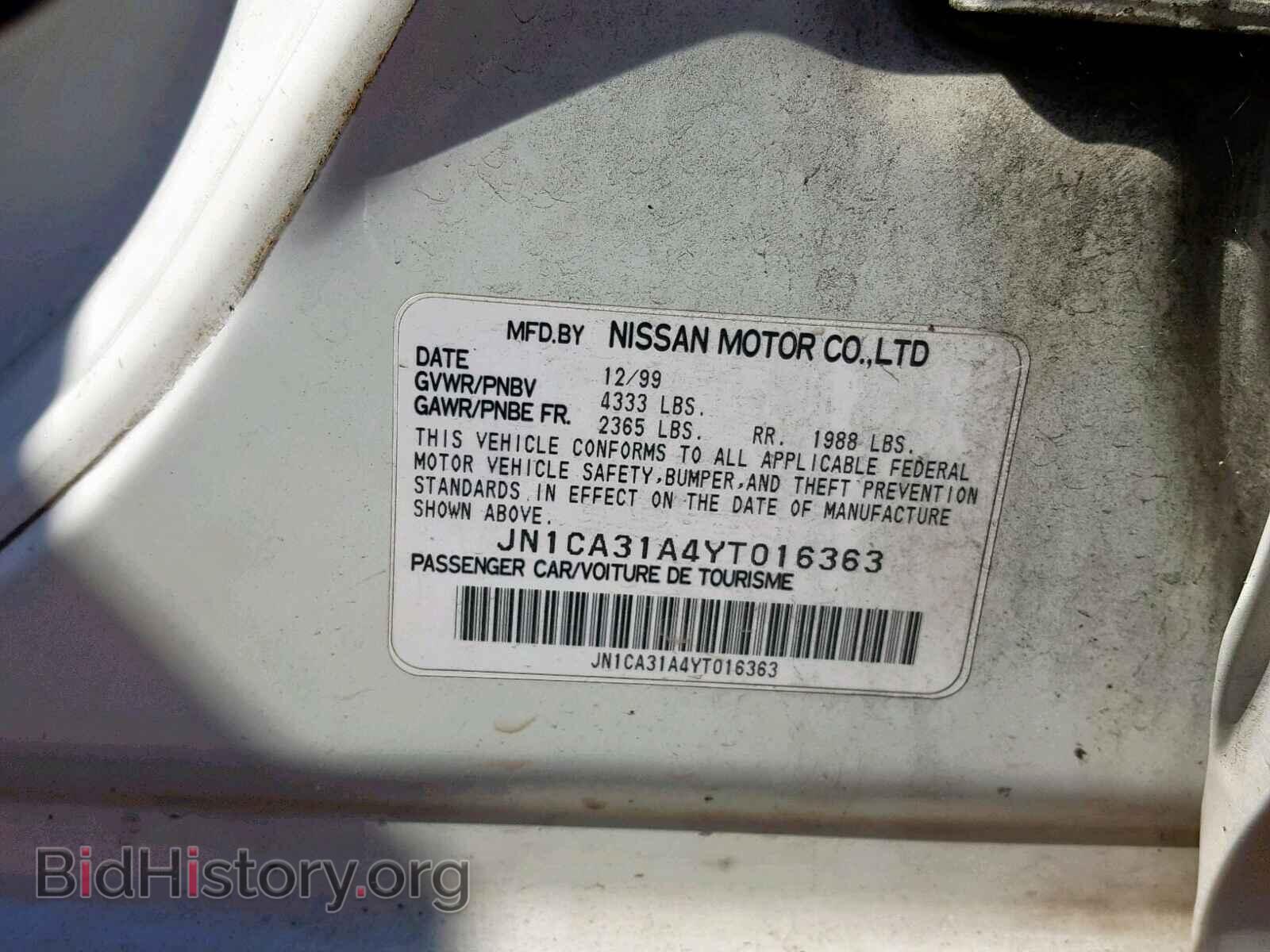 2000 NISSAN MAXIMA - VIN: JN1CA31A4YT016363 - Photo 10