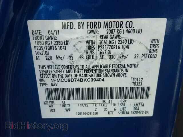 2011 FORD ESCAPE - VIN: 1FMCU9D74BKC09404 - Photo 10