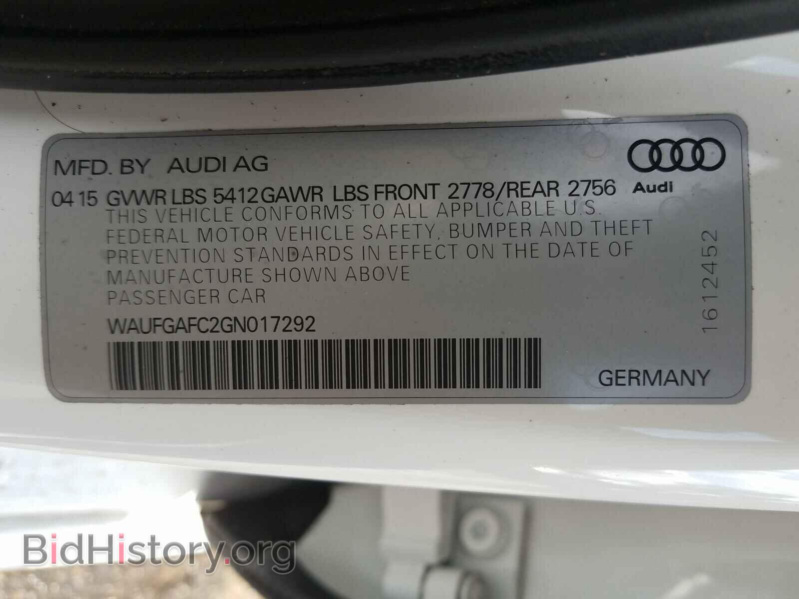 2016 AUDI A6 - VIN: WAUFGAFC2GN017292 - Фото 10