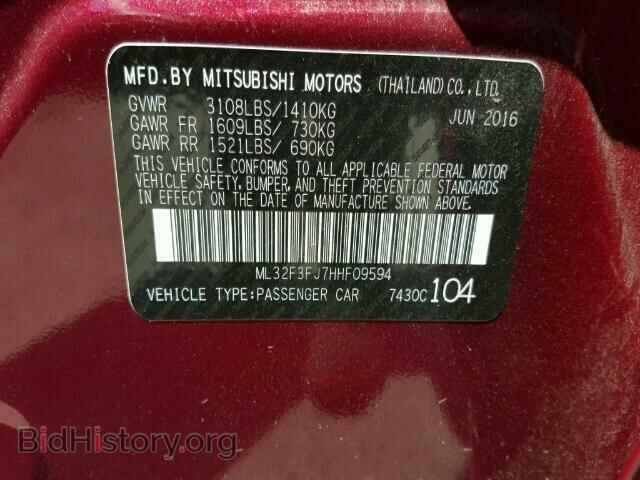 2017 MITSUBISHI MIRAGE - VIN: ML32F3FJ7HHF09594 - Фото 10