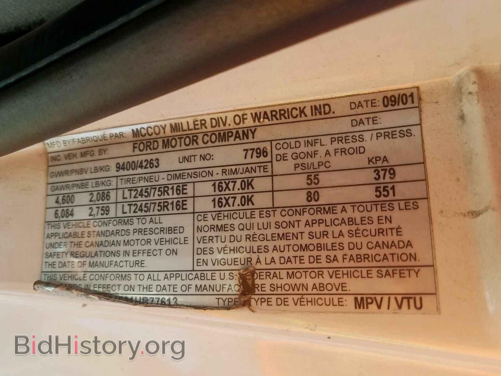 2001 FORD ECONOLINE - VIN: 1FDSS34F31HB77613 - Photo 10