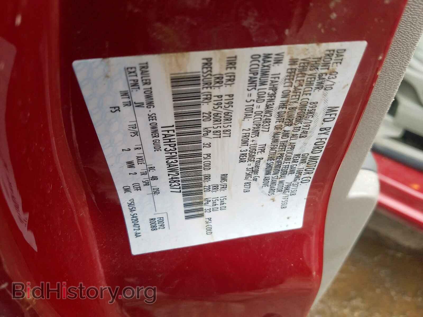 2010 FORD FOCUS - VIN: 1FAHP3FN3AW248377 - Фото 10