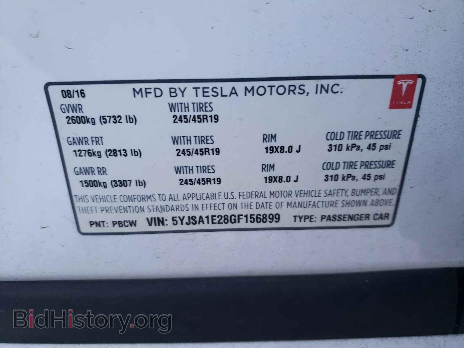 2016 TESLA MODEL S - VIN: 5YJSA1E28GF156899 - Фото 10