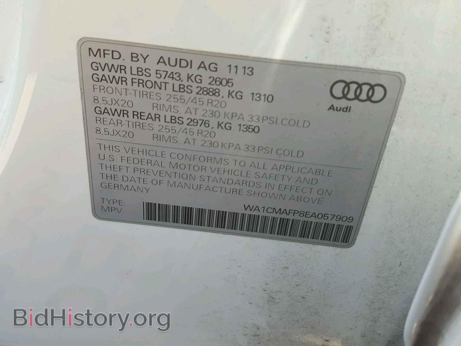 2014 AUDI Q5 - VIN: WA1CMAFP8EA057909 - Фото 10
