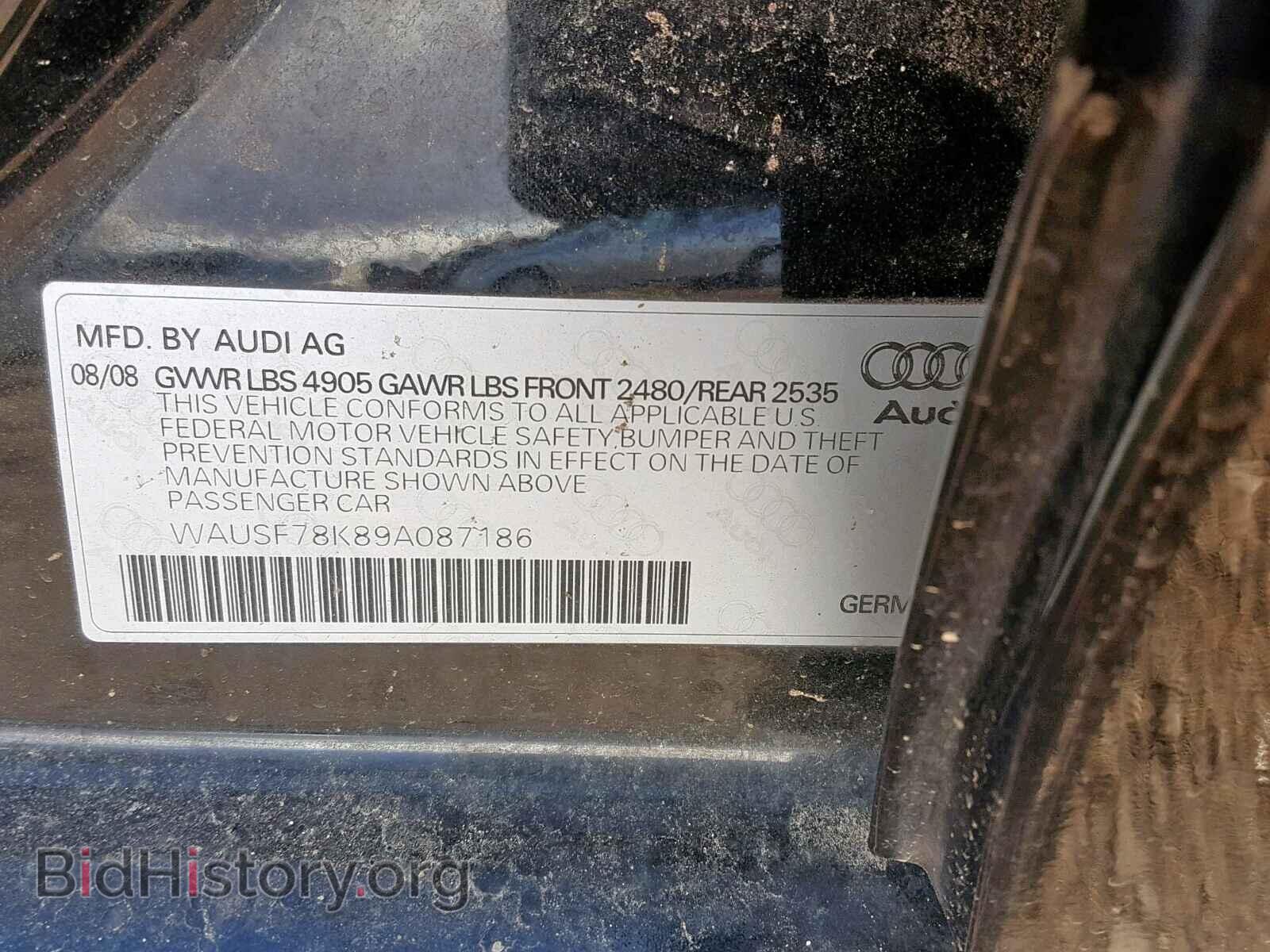 2009 AUDI A4 - VIN: WAUSF78K89A087186 - Фото 10
