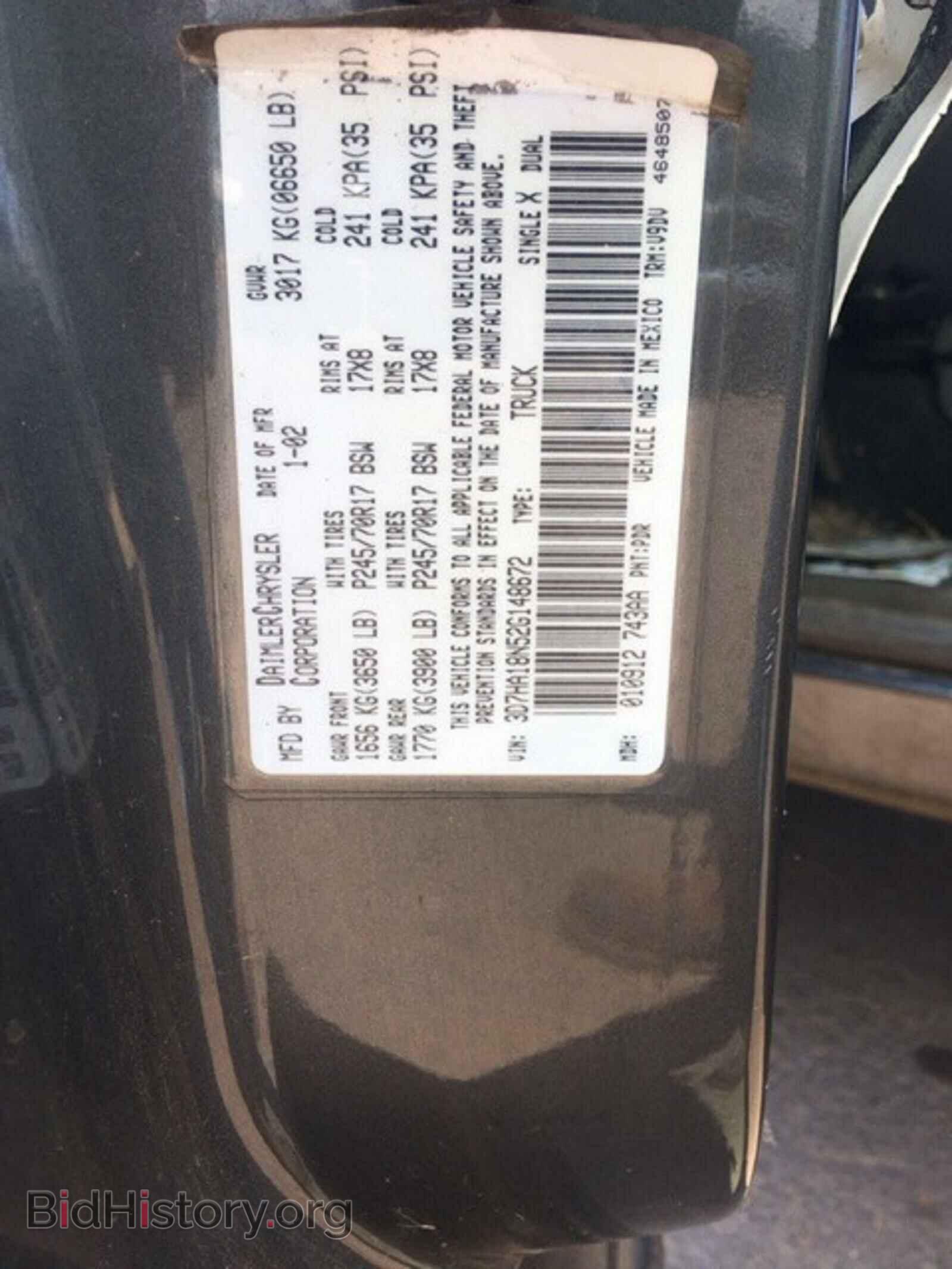 2002 DODGE RAM 1500 - VIN: 3D7HA18N52G148672 - Photo 2