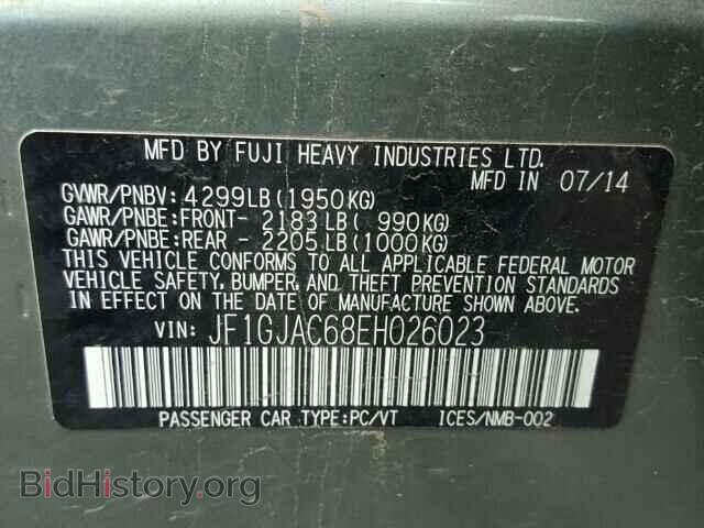 2014 SUBARU IMPREZA - VIN: JF1GJAC68EH026023 - Фото 10