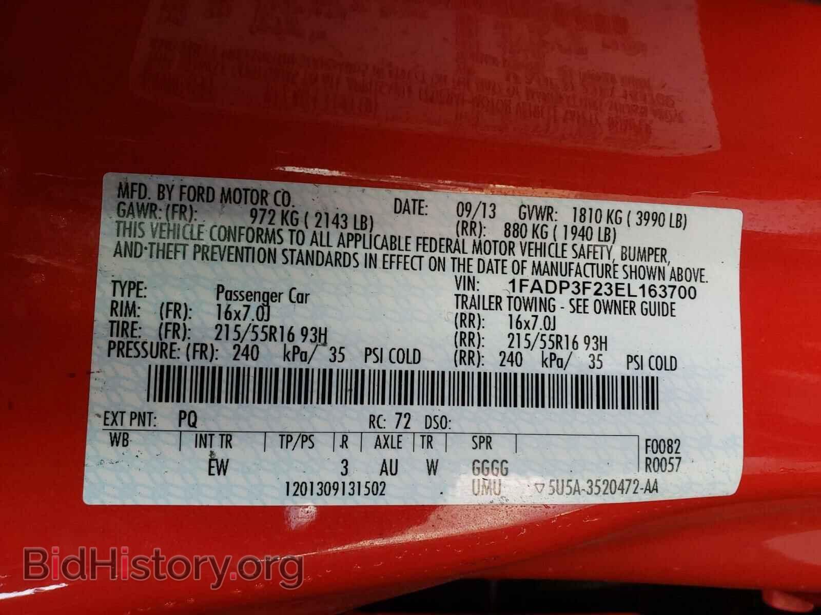 2014 FORD FOCUS - VIN: 1FADP3F23EL163700 - Фото 10