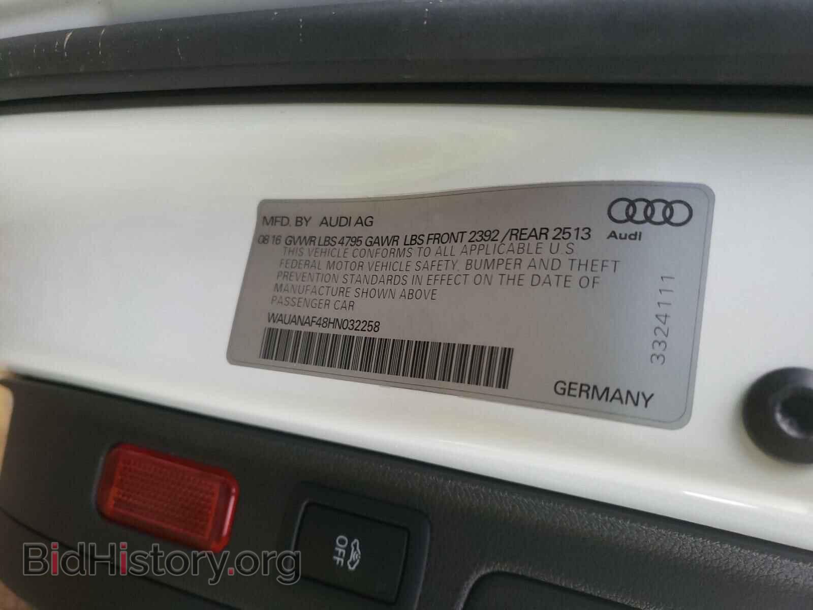 2017 AUDI A4 - VIN: WAUANAF48HN032258 - Фото 10