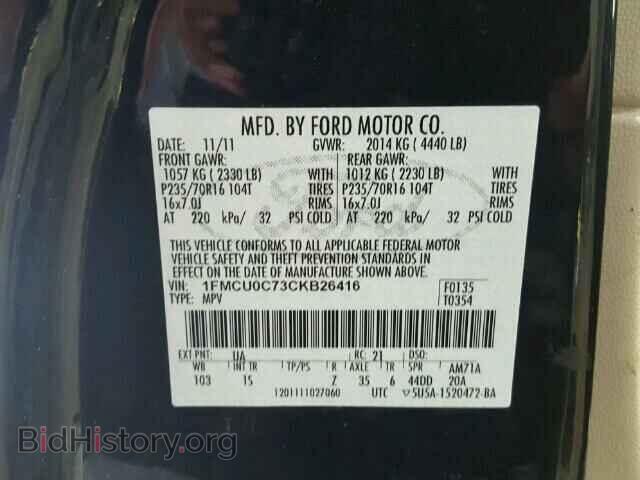2012 FORD ESCAPE - VIN: 1FMCU0C73CKB26416 - Фото 10
